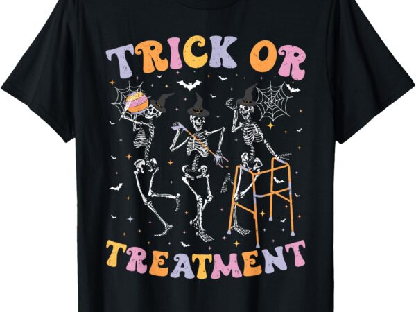 Trick or treatment pt physical therapy therapist halloween t-shirt