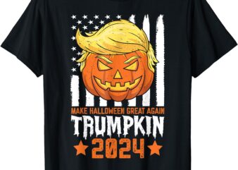 Trumpkin Make Halloween Great Again Flag Pumpkin Trump 2024 T-Shirt