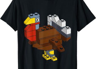 Turkey Thanksgiving Block Brick Building Master Builder Kids T-Shirt