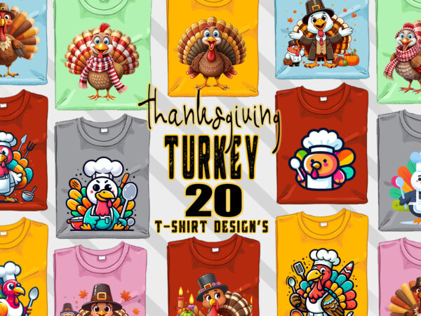 Funny thanksgiving day t-shirt design bundle of 20 png & jpeg designs – download instantly retro vintage t-shirt design