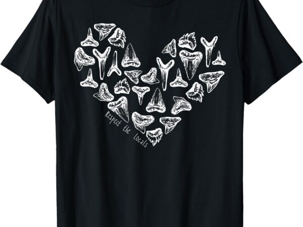 Types of sharks tooth heart marine biology fossil collector t-shirt