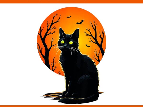 Vintage scary halloween cat png t shirt vector art