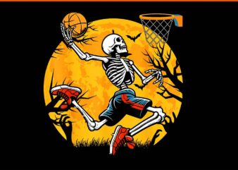 Basketball Skeleton Halloween PNG, Basketball Spooky Skeleton PNG