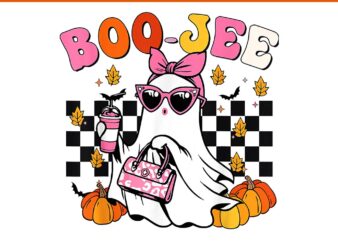 Boo-Jee Ghost Drinking Coffee Halloween PNG t shirt template