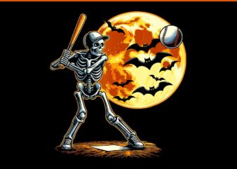 Baseball Skeleton Halloween PNG