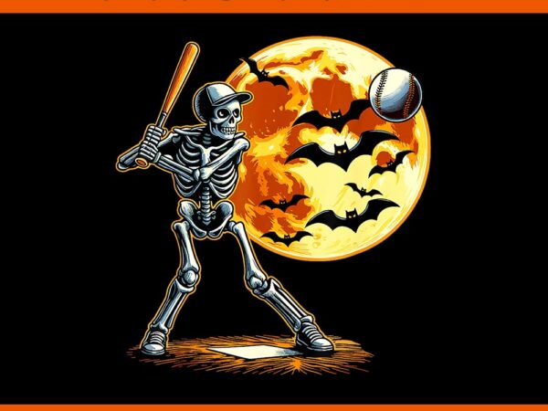 Baseball skeleton halloween png t shirt template