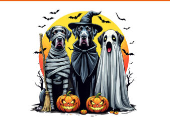 Witch Ghost Dog Great Dane Halloween PNG