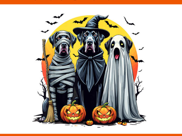 Witch ghost dog great dane halloween png t shirt design for sale