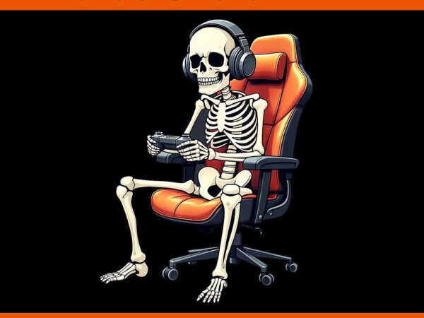 Halloween skeleton gamer video gaming png graphic t shirt