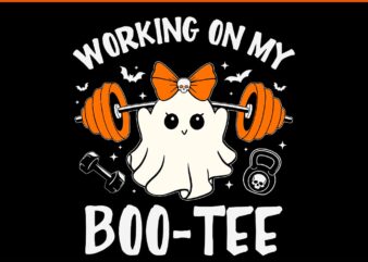 Working On My Boo Tee Halloween SVG, Dead Lift Ghost Gym Weights SVG