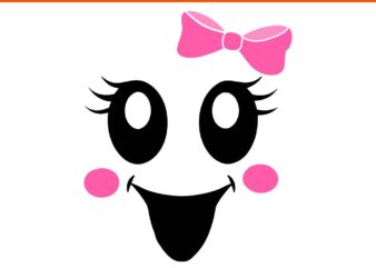 Cute Female Ghost With Girls Face And Bow Halloween SVG