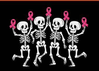 Skeleton Dancing Pink Ribbon Breast Cancer Awareness SVG