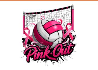 Volleyball Pink Out Breast Cancer Awareness PNG