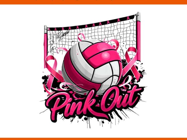 Volleyball pink out breast cancer awareness png t shirt vector art