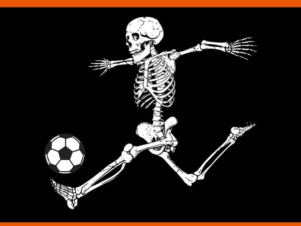 Skeleton playing soccer halloween svg t shirt template vector