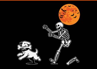 Spooky Humor Halloween Skeleton Chasing Dog SVG