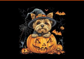 Yorkie Dog Pumpkin Halloween PNG