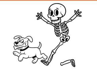 Skeleton Chasing Dog Halloween SVG