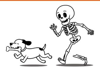 Skeleton Chasing Dog Halloween SVG, Dog Skeleton Halloween SVG