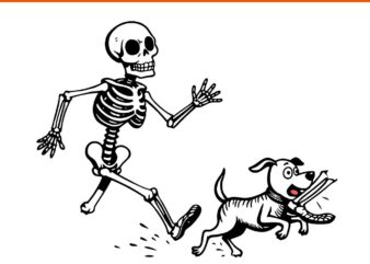 Skeleton Chasing Dog Halloween SVG, Dog Skeleton Halloween SVG