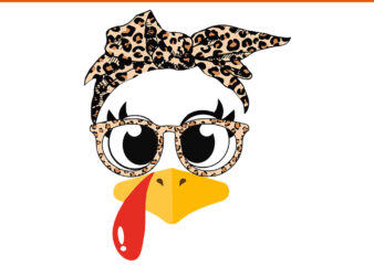 Turkey Face Headband Leopard Thanksgiving Day SVG