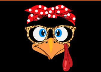 Turkey Face Leopard Print Glasses SVG, Turkey Face Thanksgiving SVG