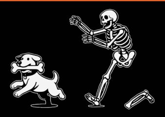 Skeleton Chasing Dog SVG, Halloween Dog SVG, Funny Skeleton SVG