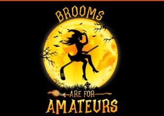 Brooms Are For Amateurs Witch Riding Hockey Stick Halloween PNG