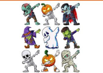 Dabbing Halloween Skeleton Zombie Scary Pumpkin Mummy PNG