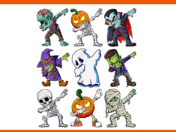 Dabbing halloween skeleton zombie scary pumpkin mummy png t shirt vector illustration