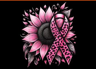 Sunflower Pink Breast Cancer Awareness PNG t shirt template vector