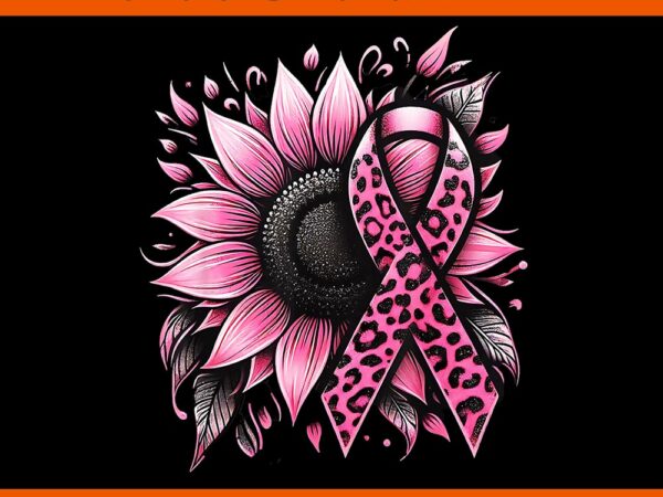 Sunflower pink breast cancer awareness png t shirt template vector