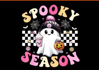 Groovy Retro Spooky Season Retro Ghost Halloween PNG t shirt design template