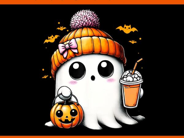 Ghost drinking coffee halloween png t shirt design template