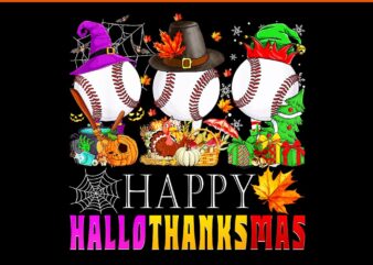 Happy Hallothanksmas Baseball Halloween Thanksgiving Xmas PNG graphic t shirt