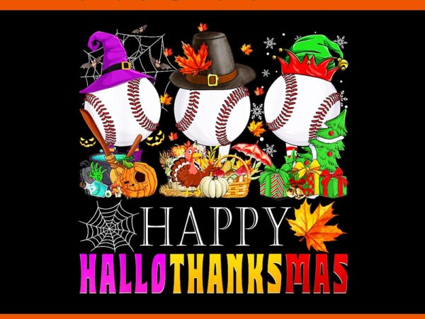 Happy hallothanksmas baseball halloween thanksgiving xmas png graphic t shirt