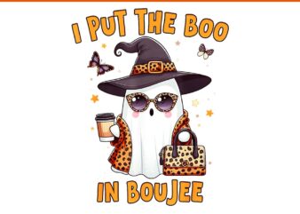 I Put The Boo In Boujee Coquette Bow Ghost Halloween PNG t shirt design for sale