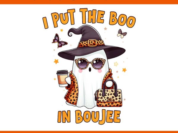 I put the boo in boujee coquette bow ghost halloween png t shirt design for sale