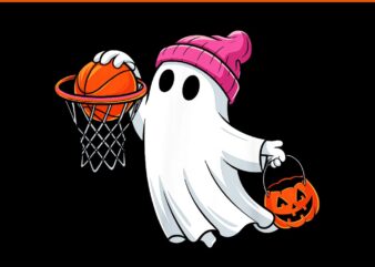 Ghost Playing Basketball Halloween PNG t shirt design template