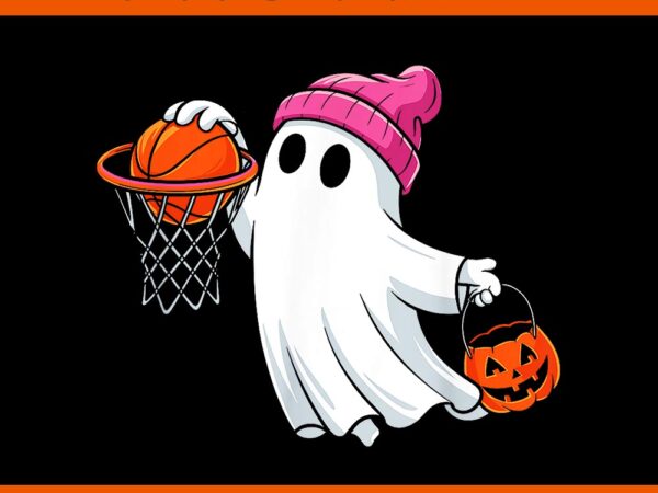 Ghost playing basketball halloween png t shirt design template