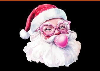 Santa Christmas Blowing Bubble Gum PNG t shirt template vector