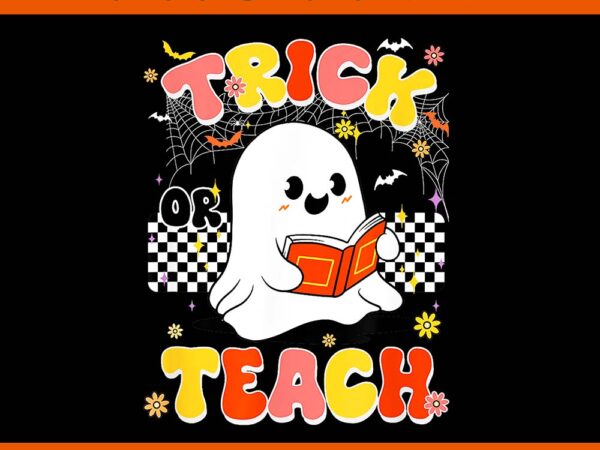 Trick or teach floral ghost halloween png t shirt designs for sale