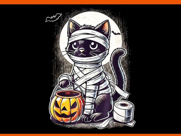 Black cat mummy halloween png t shirt template