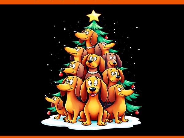 Dachshund dog christmas tree png t shirt vector illustration