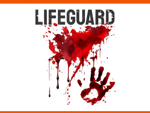 Bloody lifeguard halloween png, blood splatter blood stained png t shirt template