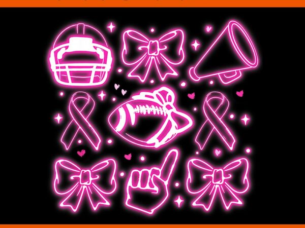 Coquette bow cheer football pink out breast cancer awareness png t shirt vector file