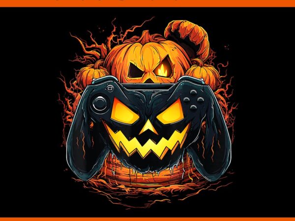 Gamer gaming pumpkin halloween png t shirt design template