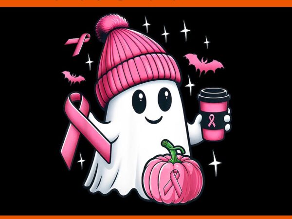 Pink ghost drinking coffee halloween png t shirt illustration