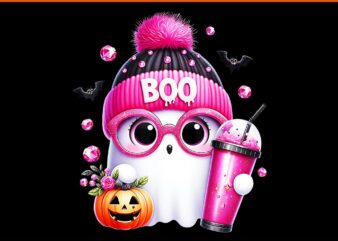 Cute Pink Ghost Boo Halloween PNG