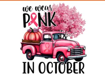 In October We Wear Pink Truck PNG